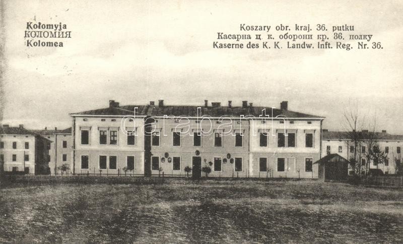 Kolomyja, Kolomea; Koszary obr. kraj. 36. putku / Kaserne des K. K. Landw. Inft. Reg. Nr. 36. / military barracks