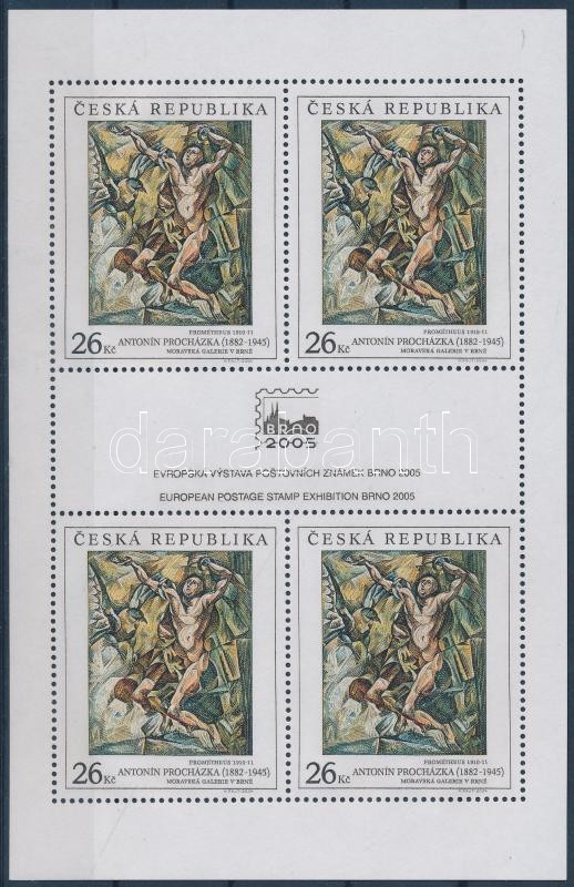 BRNO international stamp exhibition, paintings mini sheet, BRNO nemzetközi bélyegkiállítás, festmények kisív