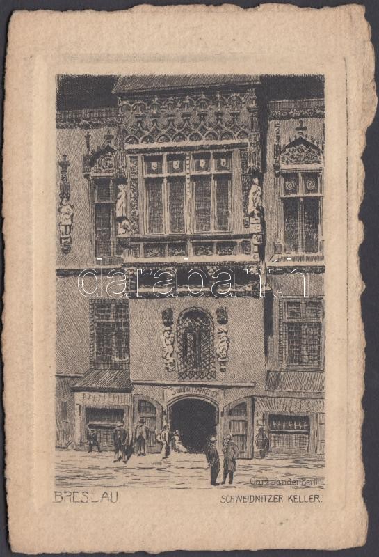 Wroclaw, Breslau; Schweidnitzer Keller, etching layout s: Card Jander