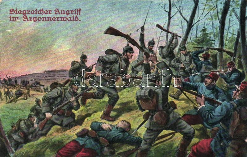victorious attack, Győztes támadás az Argonne-erdőben, Siegreicher Angriff im Argonnerwald