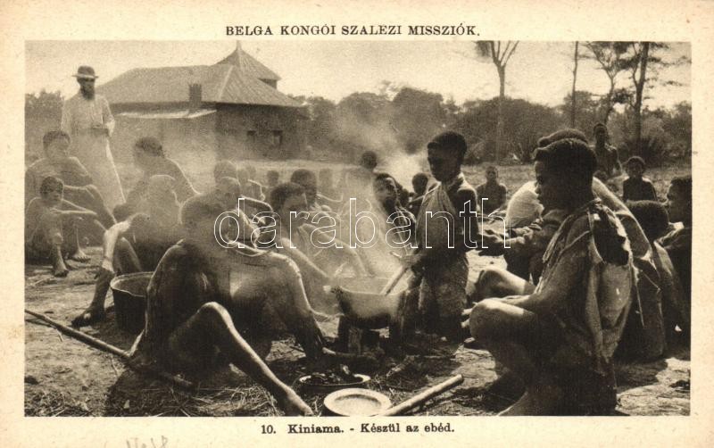 Kiniama, készül az ebéd, kongói folklore, Congo folklore from Kiniama, cooking
