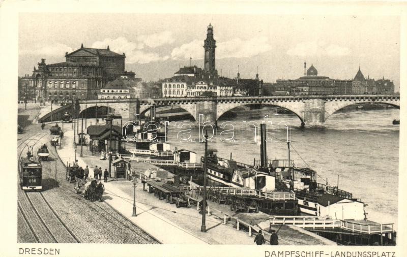 Dresden, Dampfschiff Landungsplatz / steamship port, tram 18