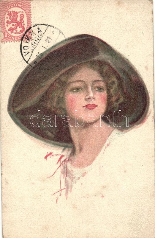Kalapos hölgy s: Harrison Fisher, Lady with hat s: Harrison Fisher