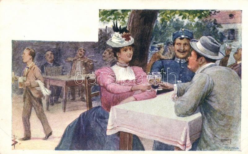I. világháborús katonai lap, étterem, WWI Military card, restaurant, toast