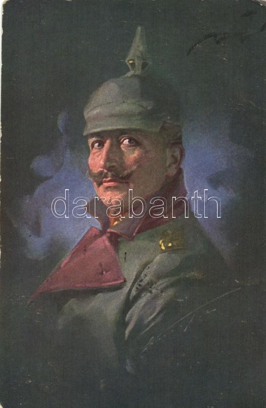 Wilhelm II, artist signed, II. Vilmos, művész aláírásával