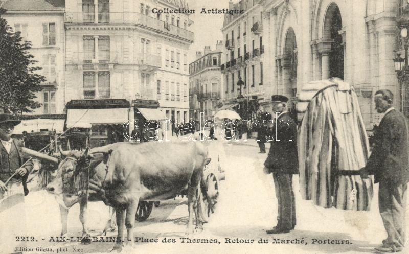 Aix-les-Bains, Place des Thermes, Retour du Marché, Porteurs / Spa porters