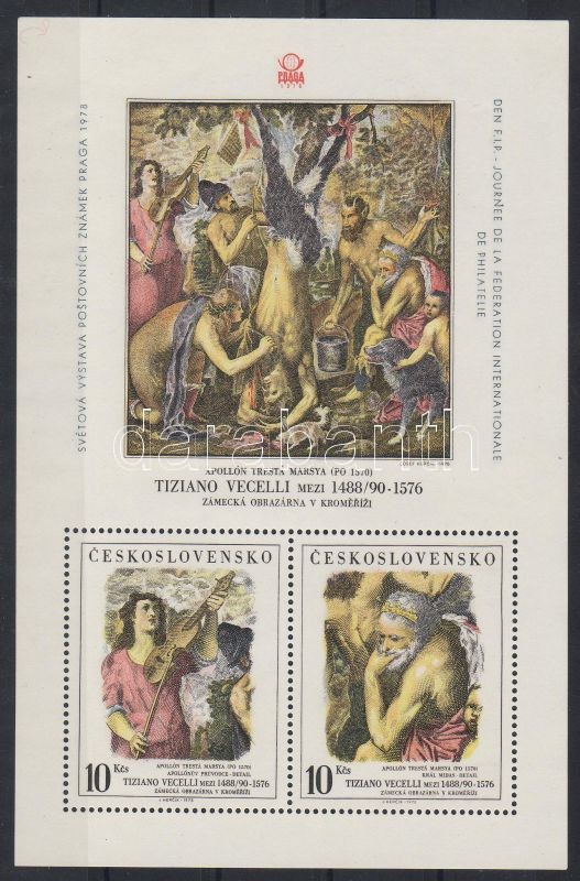 Briefmarkenausstellung in Praga, Gemälde von Tiziano Block mit 