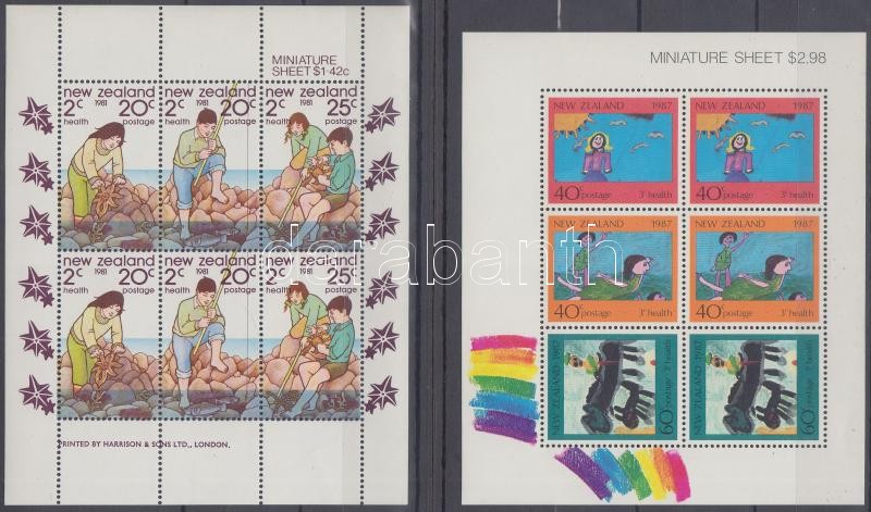1980-1981 + 1987 Health: Childern's Paintings 3 mini sheets, 1980-1981 + 1987 Egészség: gyermekfestmények 3 kisív (3 stecklap)