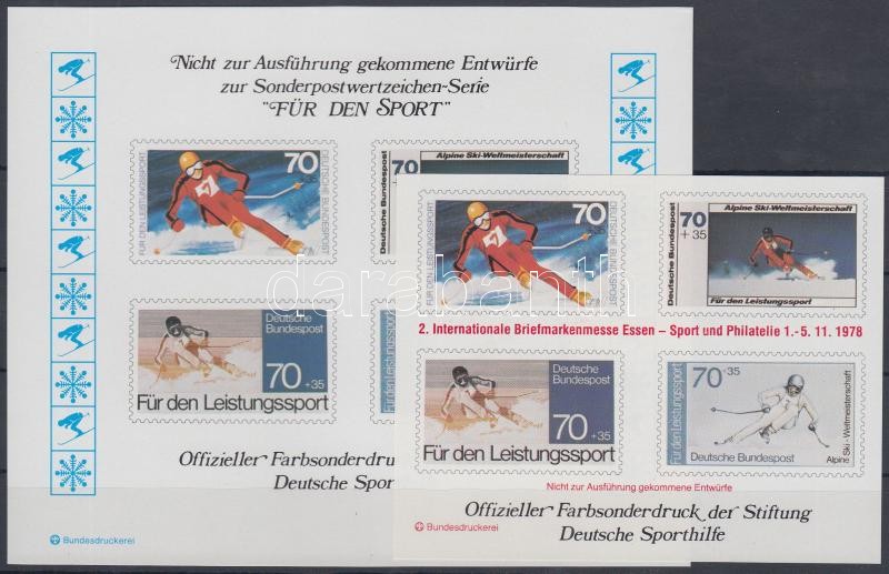 Sport emlékív megvalósulatlan bélyegek képeivel, Sport memorial sheet with unrealized stamp pictures