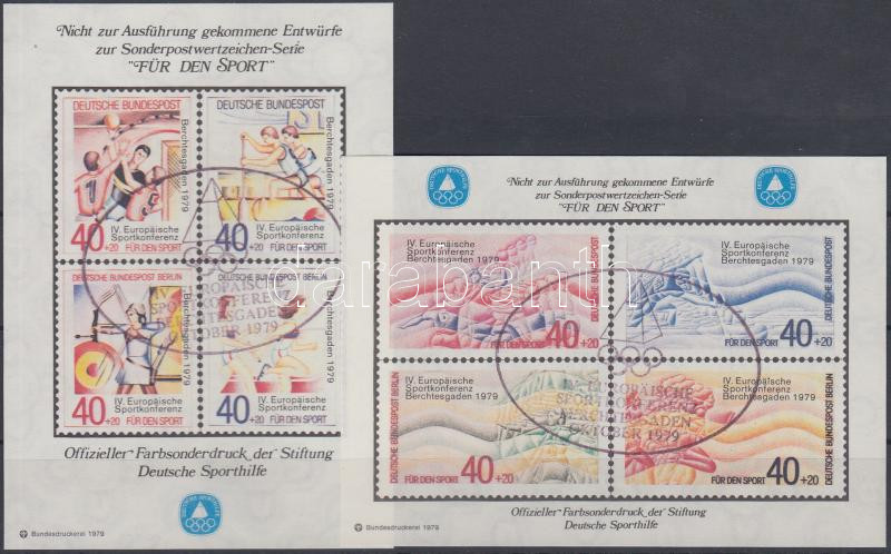 2 pcs Sport memorial sheet unrealized stamp essays, 2 db Sport emlékív megvalósulatlan bélyegek képeivel