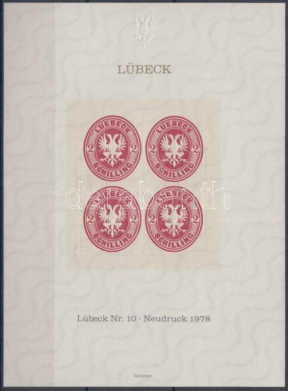 Lübeck emlékív új nyomat, Lübeck memorial sheet new print