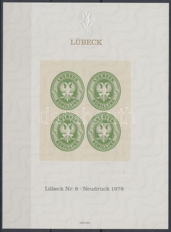 Lübeck emlékív új nyomat, Lübeck memorial sheet new print