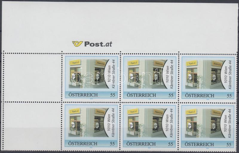 Megszemélyesíthető bélyeg ívsarki hatostömb, Personifying stamp in corner block of 6