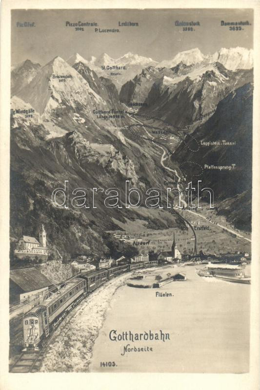 Gotthardbahn, Gotthard railway map, Gotthardbahn, Gotthard vasúti térkép