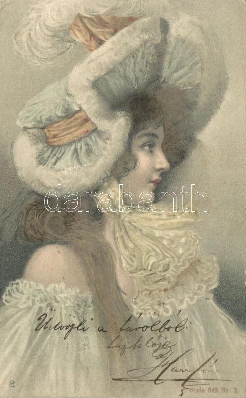 Lady with hat litho, Hölgy kalappal litho