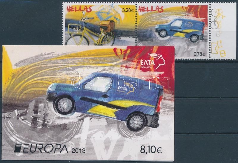 Europa CEPT Postai járművek pár + bélyegfüzet, Europa CEPT Postal vehicles pair + stampbooklet