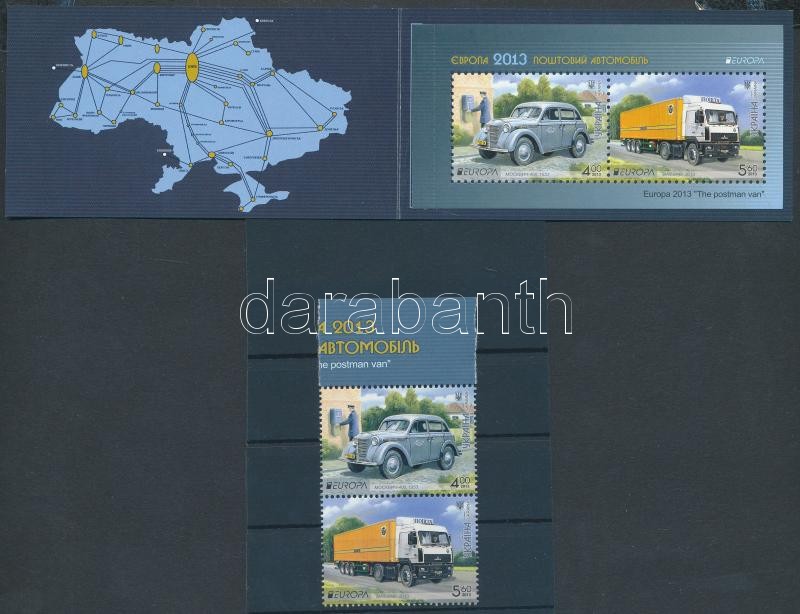 Europa CEPT Postal Vehicles pair + stamp-booklet, Europa CEPT Postai járművek pár + bélyegfüzet