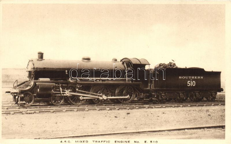 4.6.0. Mixed Traffic Engine No. E. 510, Southern Railway; English locomotive, Angol mozdony, vonat