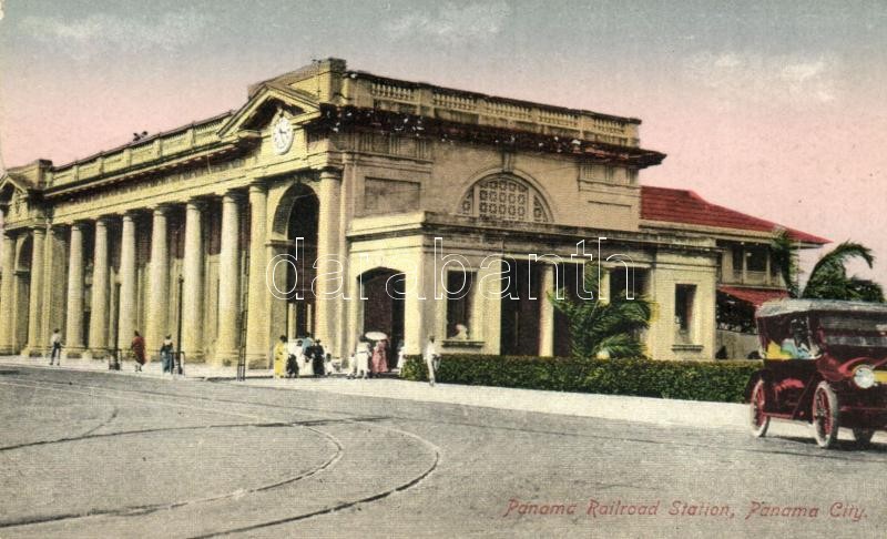 Panama City, railroad station, automobile