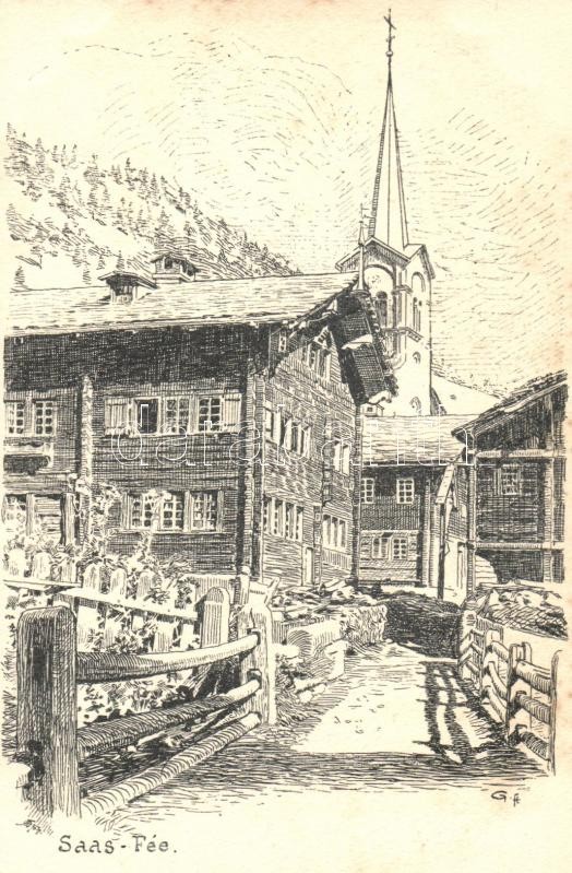 Saas-Fee, etching style