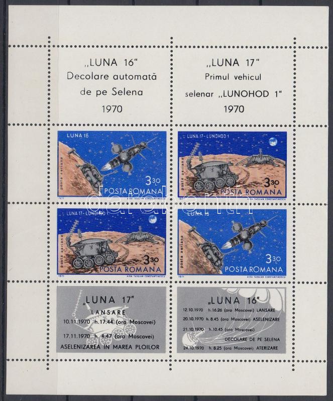 Space research: Luna 16 and 17 block (folded), Űrkutatás: Luna 16 és17 blokk (hajtott)