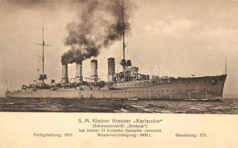 SM Kleiner Kreuzer "Karlsruhe", Marine-Erinnerungskarte Nr. 18. / German navy, Német haditengerészet, "Karlsruhe" kisméretű cirkáló, Marine-Erinnerungskarte Nr. 18.