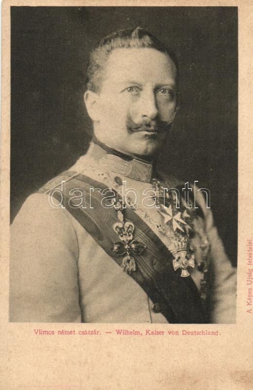 Kaiser Wilhelm II, Vilmos német császár, a Képes Újság felvételei; hátoldalon Lysoform reklám