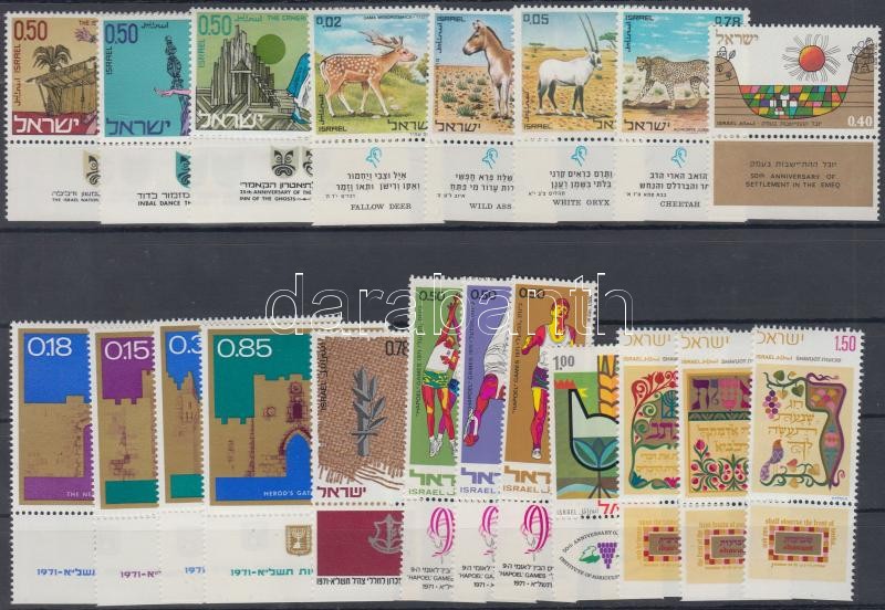 52 diff. stamps with tab on 3 stockcards, 52 klf tabos bélyeg 3 db stecklapon