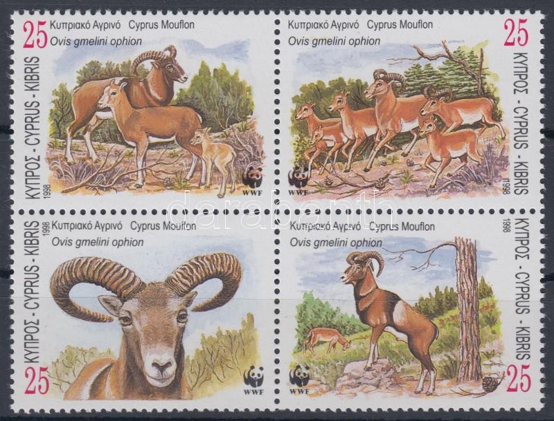 WWF Cyprus Mouflon block of 4, WWF ciprusi vadjuh négyestömb