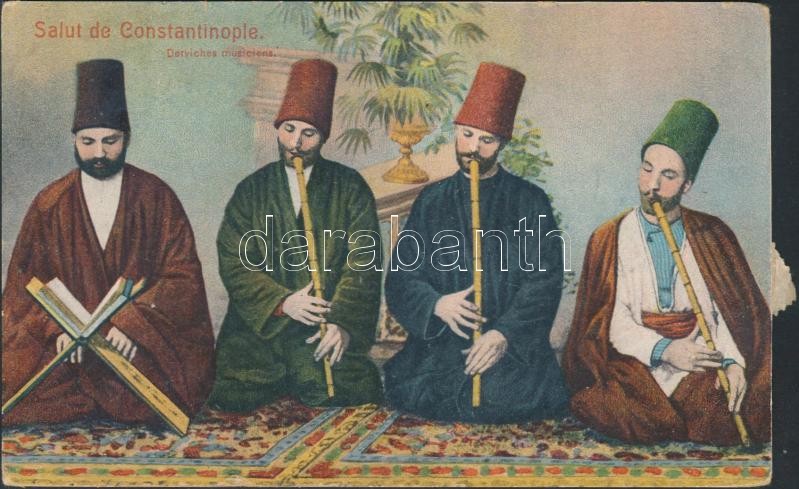 Derviches musiciens / Turkish folklore from Constantinople, dervish musicians, Konstantinápoly, török folklór, dervis zenészek