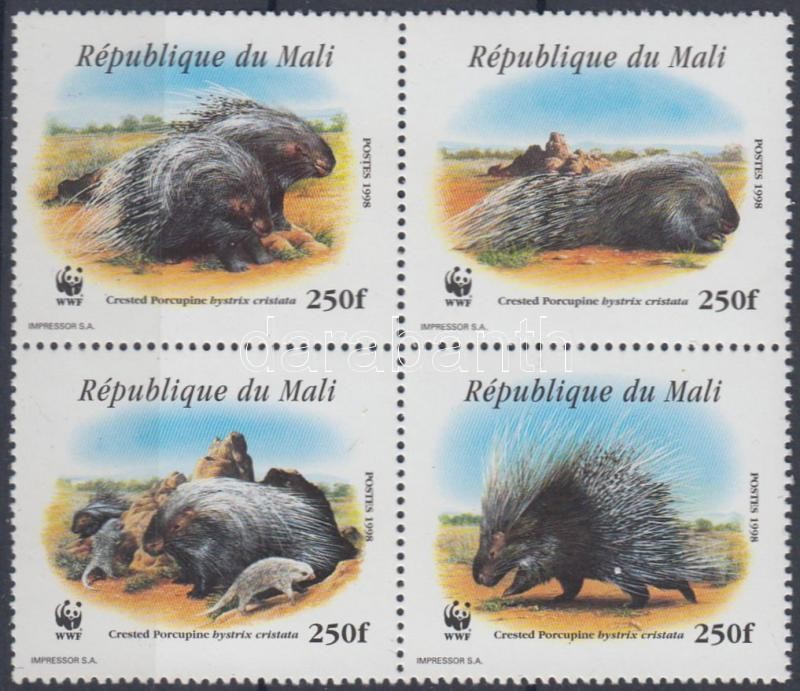 WWF North African porcupine block of 4, WWF Észak-afrikai tarajos sül négyestömb