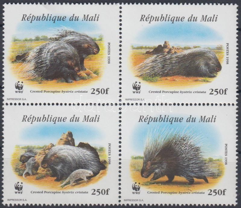 WWF North African porcupine block of 4, WWF Észak-afrikai tarajos sül négyestömb