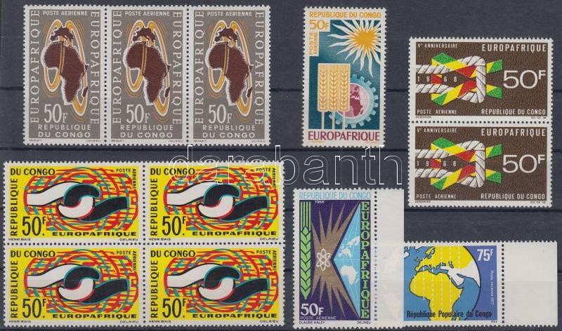 1963/1977 Europafrique 12 stamps (with 2 margin + 1 pair + 1 stripe of 3 + 1 block of 4), 1963/1977 Europafrique 12 bélyeg (közte 2 ívszéli bélyeg + 1 pár + 1 hármascsík + 1 négyestömb)