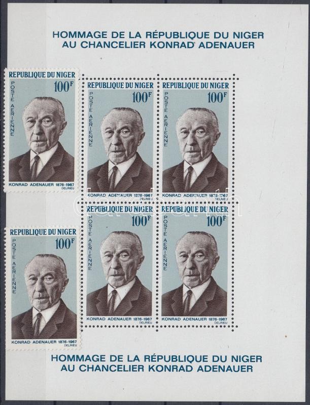 Konrad Adenauer 2 bélyeg + blokk, Konrad Adenauer 2 stamps + block