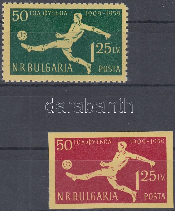 50 éves a bolgár labdarúgás fogazott + vágott bélyeg (sor), 50th anniversary of Bulgarian Football perforated + imperf. stamps (set)