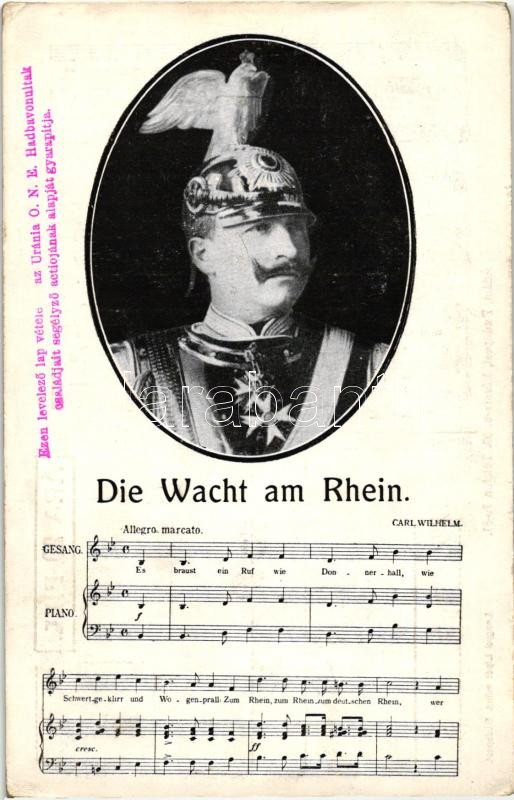 'Der Wacht am Rhein' Kaiser Wilhelm II, sheet music, II. Vilmos, kotta