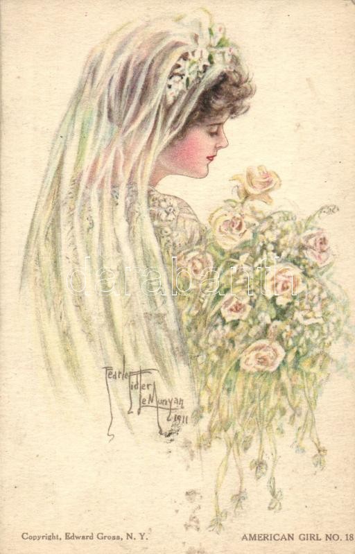 Wedding lady, Edward Gross's American Girl No. 18. s: Pearle Fidler Le Munyan, Menyasszony, Edward Gross's American Girl No. 18. s: Pearle Fidler Le Munyan