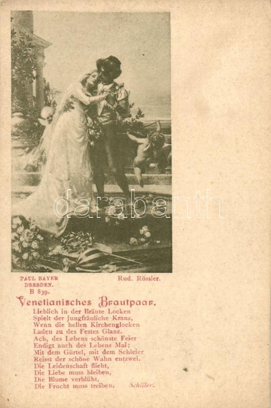 Romantikus pár s: Rud. Rössler (EK), Venetianisches Brautpaar / Romantic couple, Schiller's poem illustration s: Rud. Rössler