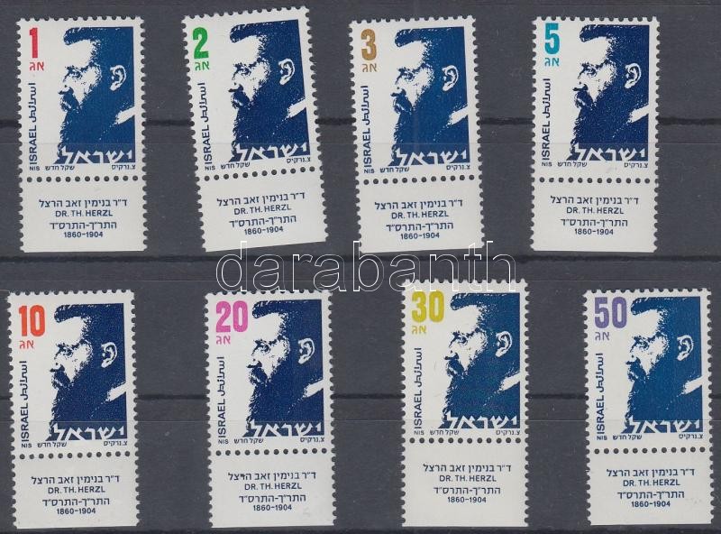 Definitive: Theodor Herzl set with tab, Forgalmi: Theodor Herzl tabos sor