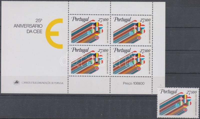 25th anniversary of European Economic Cooperation stamp + block, 25 éves az Európai Gazdasági Együttműködés bélyeg + blokk
