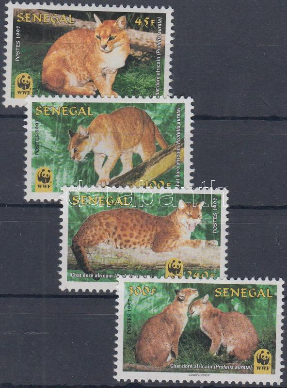 WWF Afrikai aranymacska sor + 4 FDC, WWF African golden cat set + 4 FDC