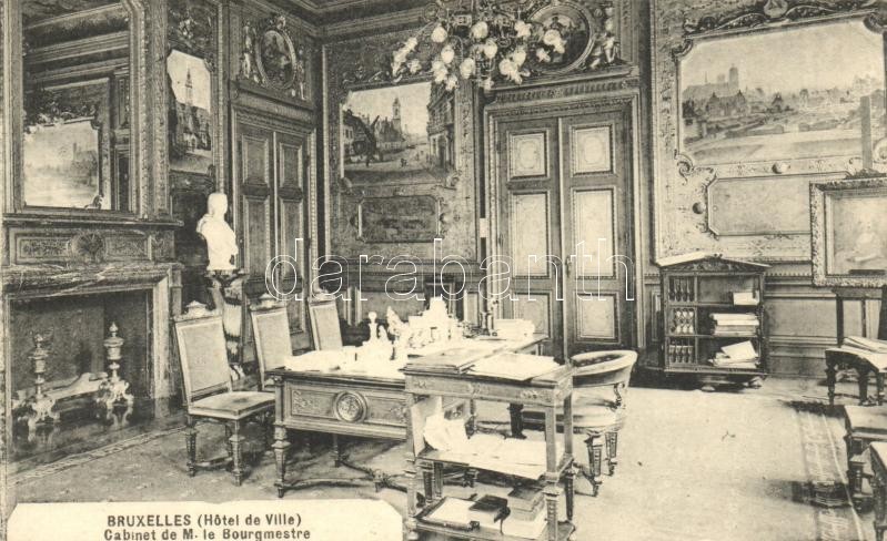 Brussels, Bruxelles; Hotel de Ville, Cabinet de M. le Bourgmestre / town hall, office of the mayor, interior