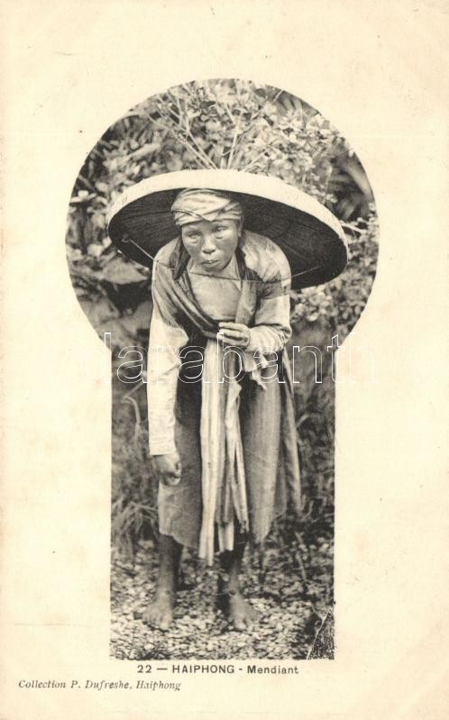 Vietnámi koldusasszony, Haiphong, Mendiant / beggar woman, Vietnam, folklore