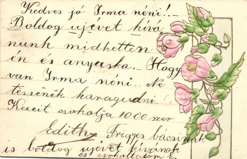 Dombornyomott virágos üdvözlőlap, Embossed floral greeting card