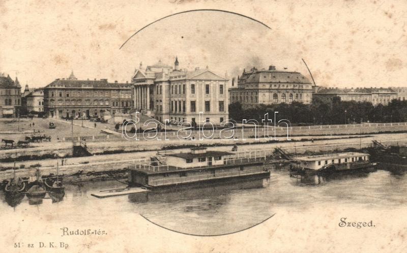 Szeged, Rudolf tér, rakpart, csónakok