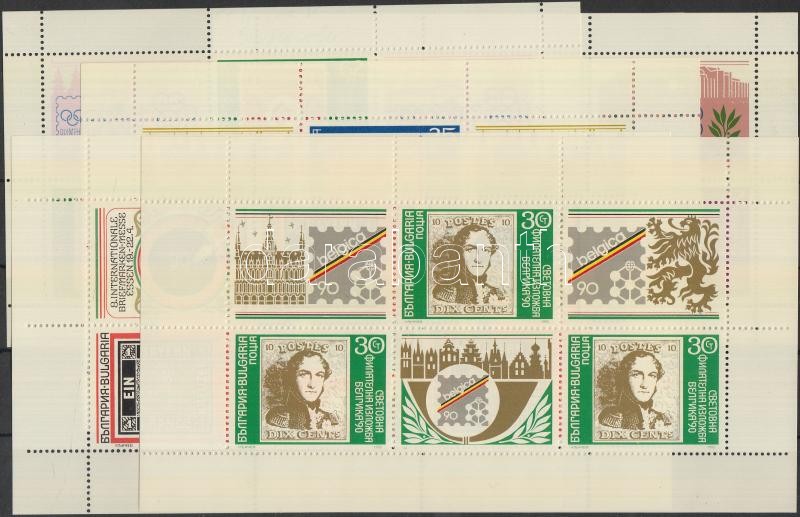 International Stamp Exhibition 5 diff. minisheets, ;Bulgária;1988-1990 Nemzetközi Bélyegkiállítás 5 klf kisív