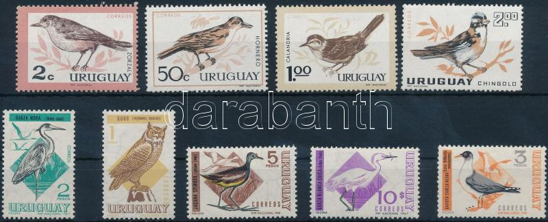 Birds 9 stamps, 9 db Madár bélyeg