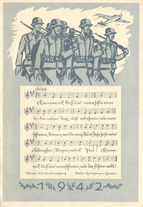 1942 German WWII military propaganda with sheet music, 1942 II. világháborús német katonai propaganda kottával