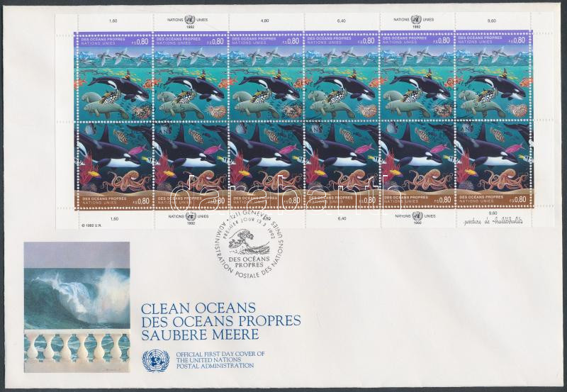 A tiszta tengerekért kisív FDC, For the clean seas minisheet on FDC