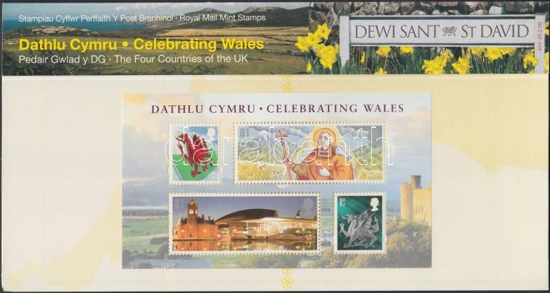 Wales National Holiday block in decorative holder, Wales Nemzeti ünnep blokk díszcsomagolásban